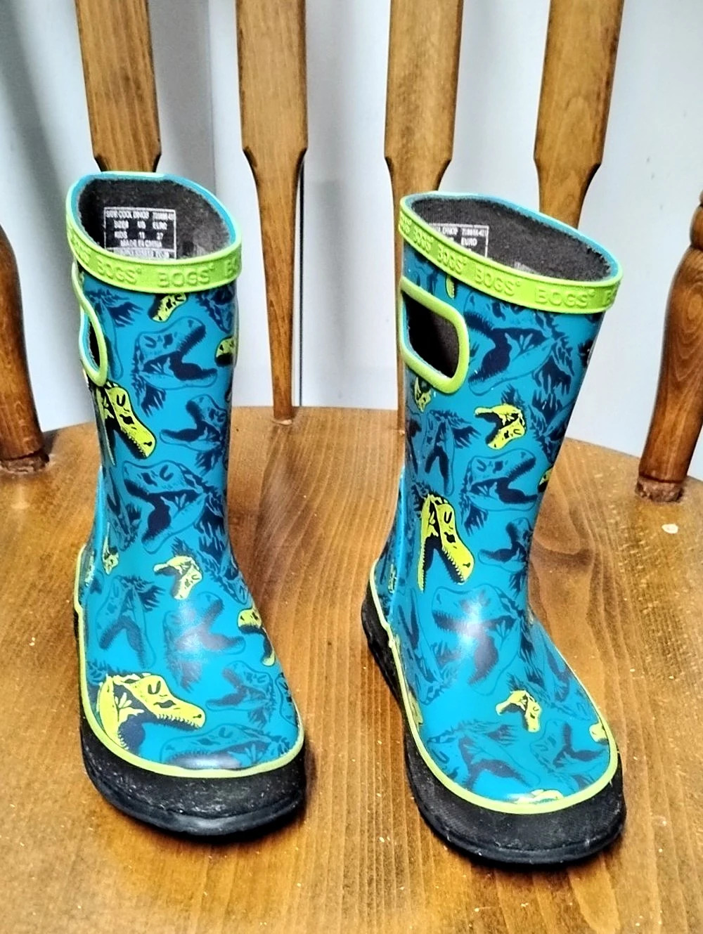 BOGS Classic High Kids Animal Print Rain Boots Blue & Green - SIZE US11